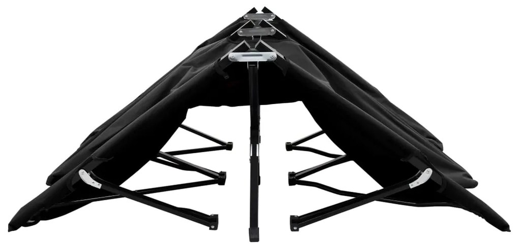 Espreguiçadeira/cama dobrável para 2 pessoas aço preto
