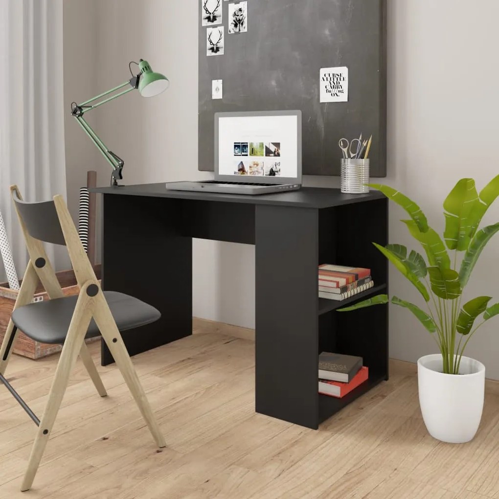 vidaXL Secretária 110x60x73 cm contraplacado preto