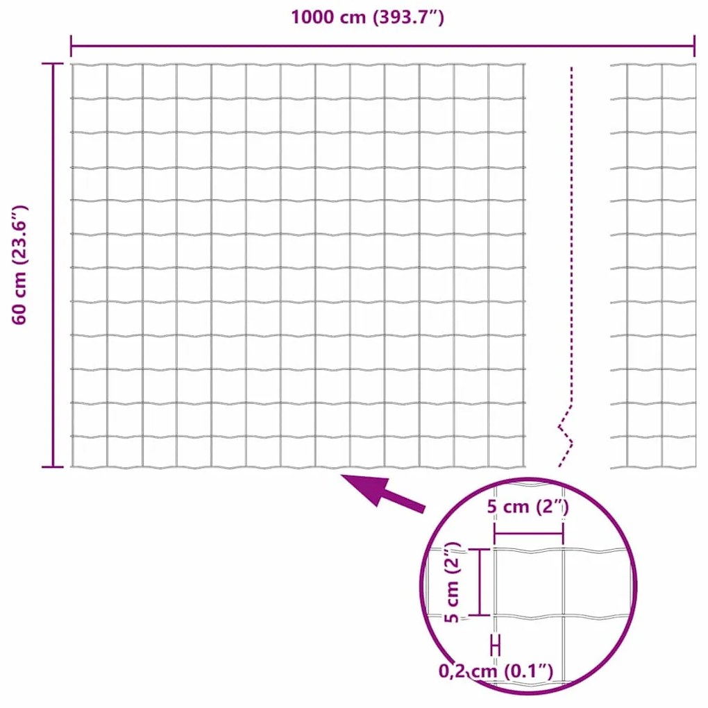 Cerca Euro Cinza 0,6x10 m Aço
