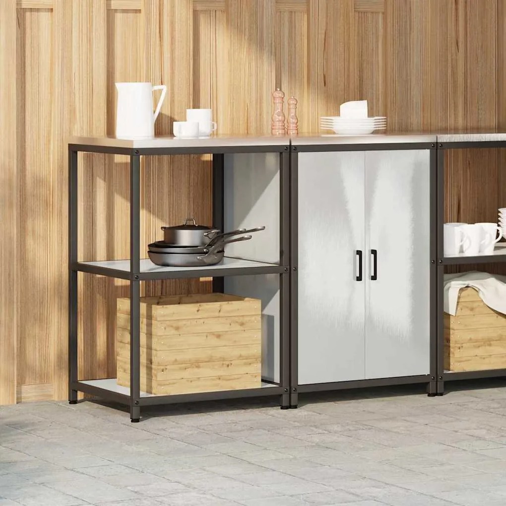 Conjunto de Armazenamento de Cozinha com prateleira 2 pcs Prata