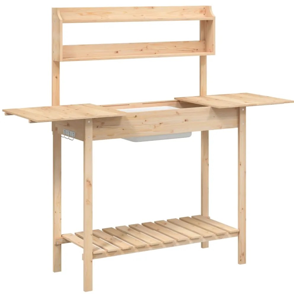 Mesa de cultivo com pia 147,5x44x139,5 cm abeto maciço