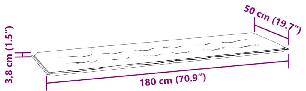 Almofadão p/ banco de jardim 180x50x4 cm tecido oxford preto