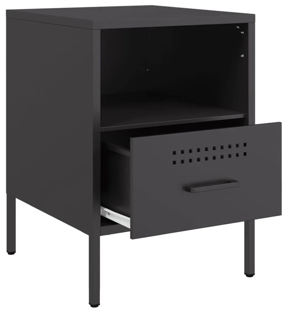 Mesas de cabeceira 2 pcs 36x39x50,5cm aço preto