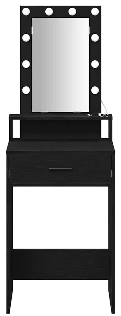 Mesa de Maquiagem vidaXL com Luzes LED Preto e Carvalho 50x41x140 cm