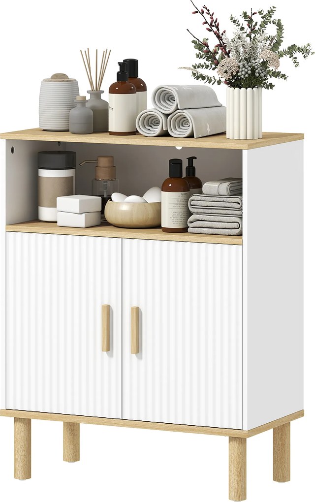 Móvel de Casa de Banho, 60 x 29,5 x 76,5 cm, Prateleira Ajustável, Branco