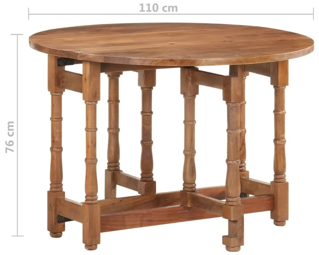 Mesa de jantar redonda 110x76 cm madeira de mangueira maciça