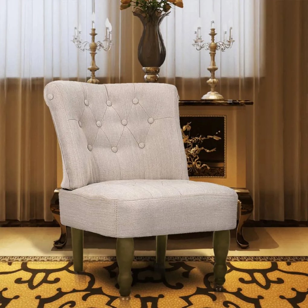 240286 vidaXL Cadeira francesa tecido creme
