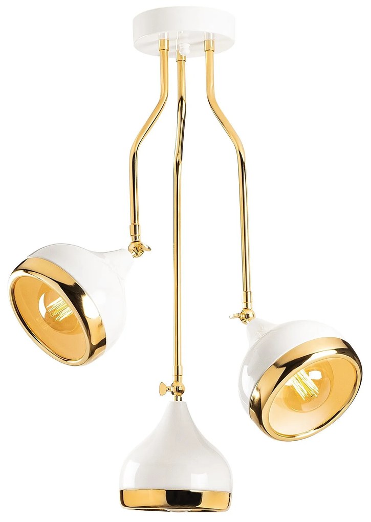 Candeeiro de Teto Yildo – Branco e Dourado – 50 x 50 cm
