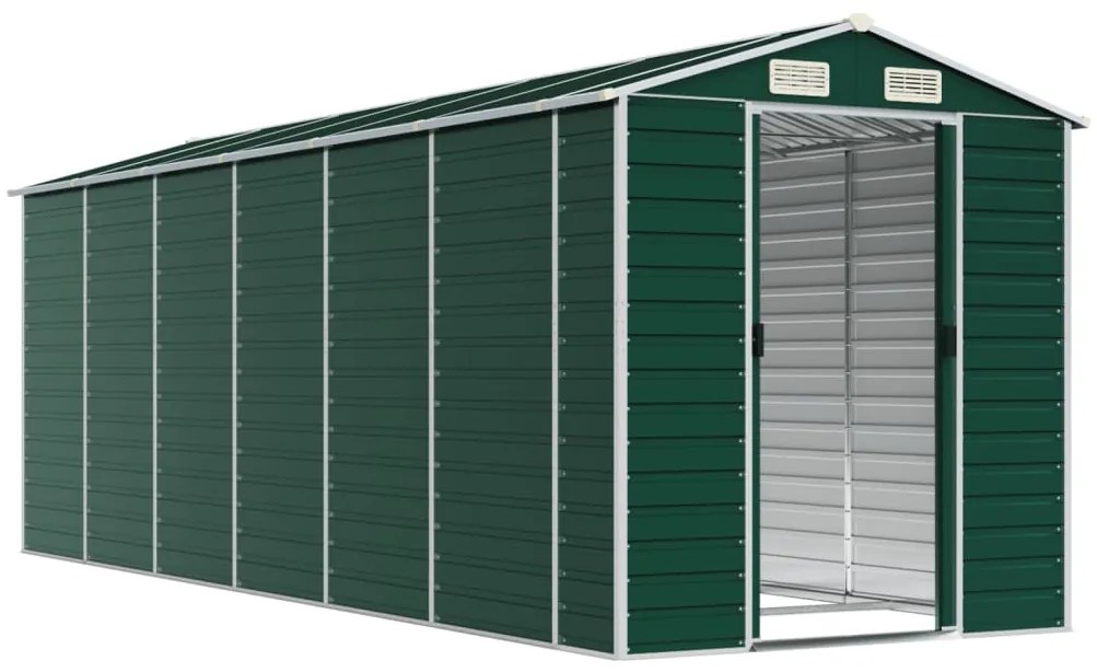 Abrigo de jardim 191x555x198 cm aço galvanizado verde