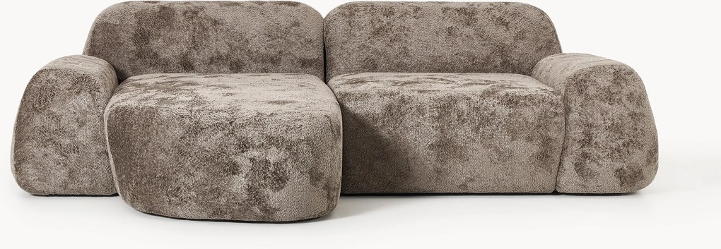 Sofá de canto modular em teddy-bouclé Wolke (3 lugares)