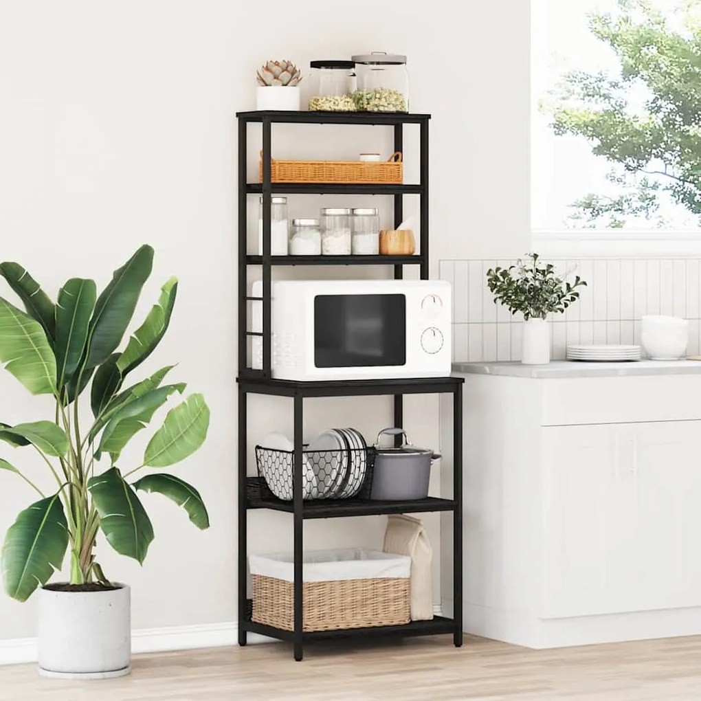 vidaXL Prateleira de Cozinha Carvalho Preto 60 x 40 x 168 cm