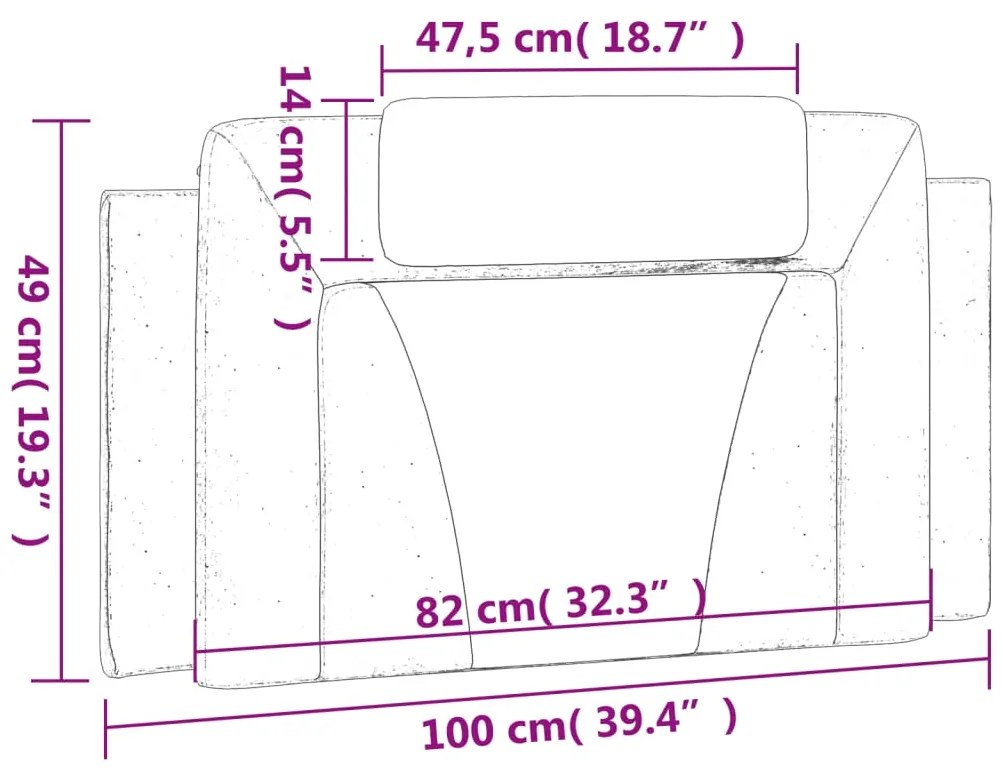 Almofadão de cabeceira 100 cm couro artificial castanho