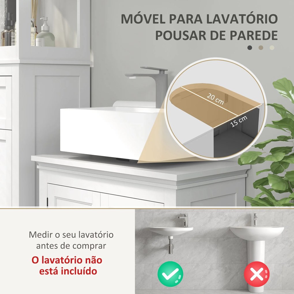 HOMCOM Móvel para Lavatório Pousar Móvel para Lavatório Moderno com Pr