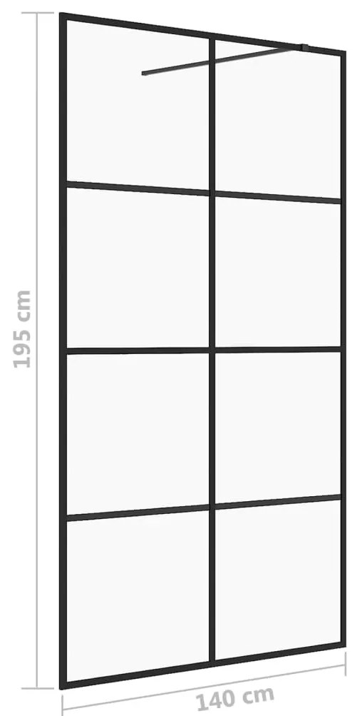 Divisória de chuveiro c/ vidro transparente ESG 140x195cm preto