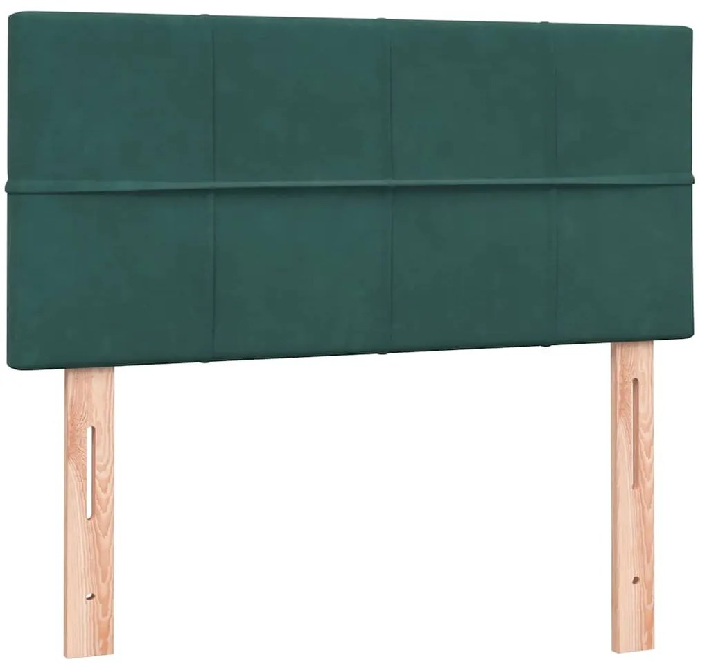 Cama com molas/colchão verde-escuro 80x220 cm veludo