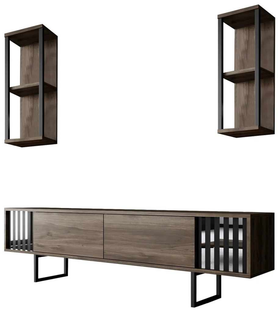 Unidade TV Chrome Line – Nogueira e Preto – Estrutura de 180 cm