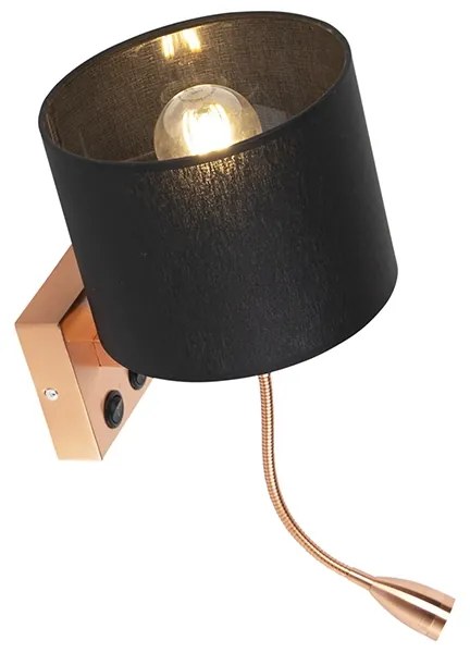 Candeeiro de parede Art Deco cobre com abajur preto - Brescia Moderno,Art Deco