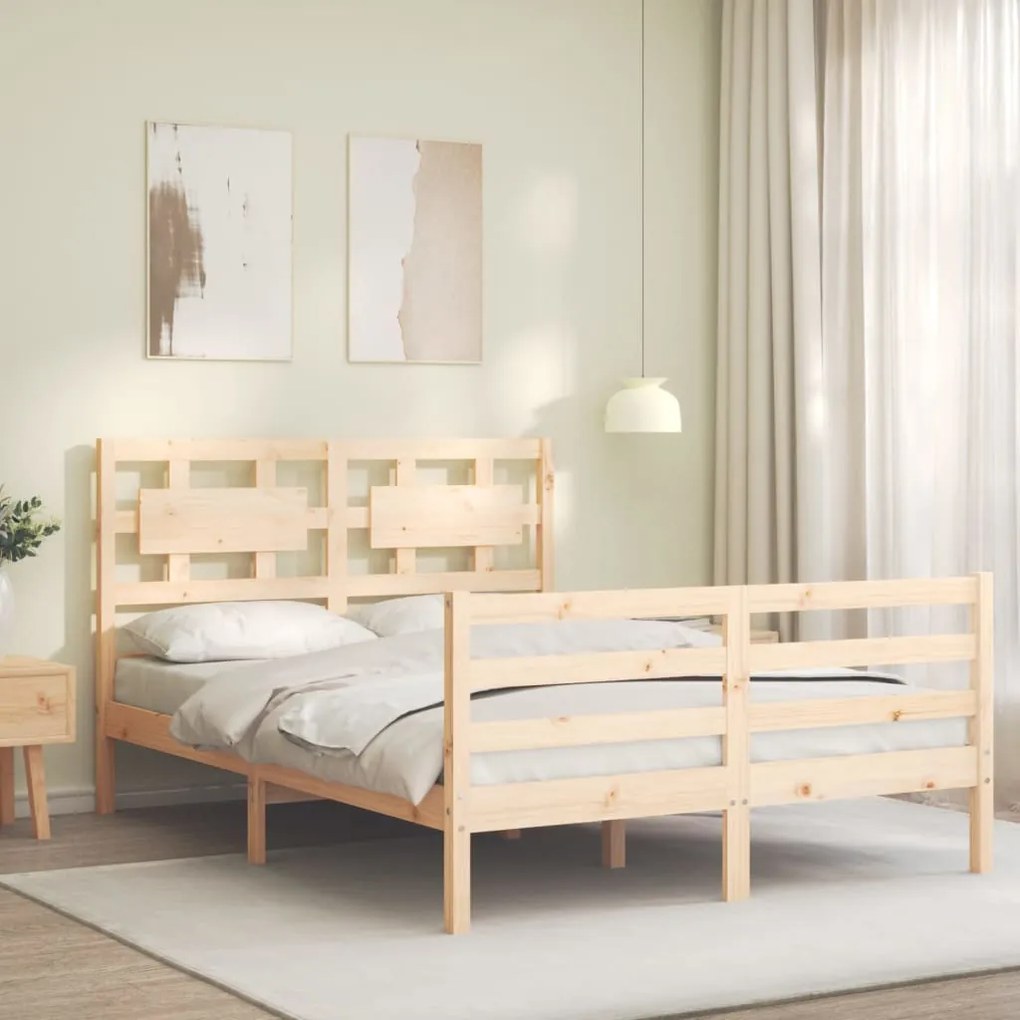 Estrutura de cama de casal com cabeceira madeira maciça