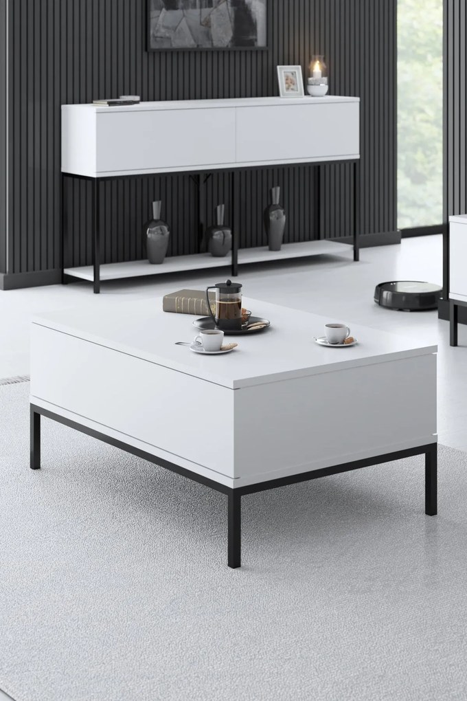 Mesa de Centro Lord – Preto e Branco – 90x40x60 cm