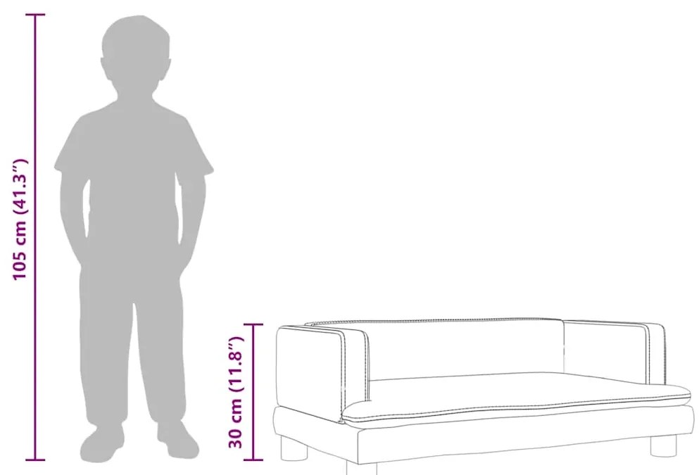 Sofá infantil 80x45x30 cm veludo azul