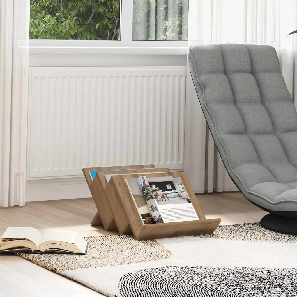 vidaXL Estante de Revistas Carvalho Artesanal 53 x 40 x 28,5 cm