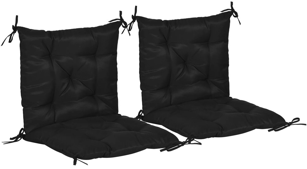 Outsunny Conjunto de 2 Almofadas de Cadeira 50x98x8 cm Almofadas de Cadeira de Exterior para Jardim Terraço Varanda Preto
