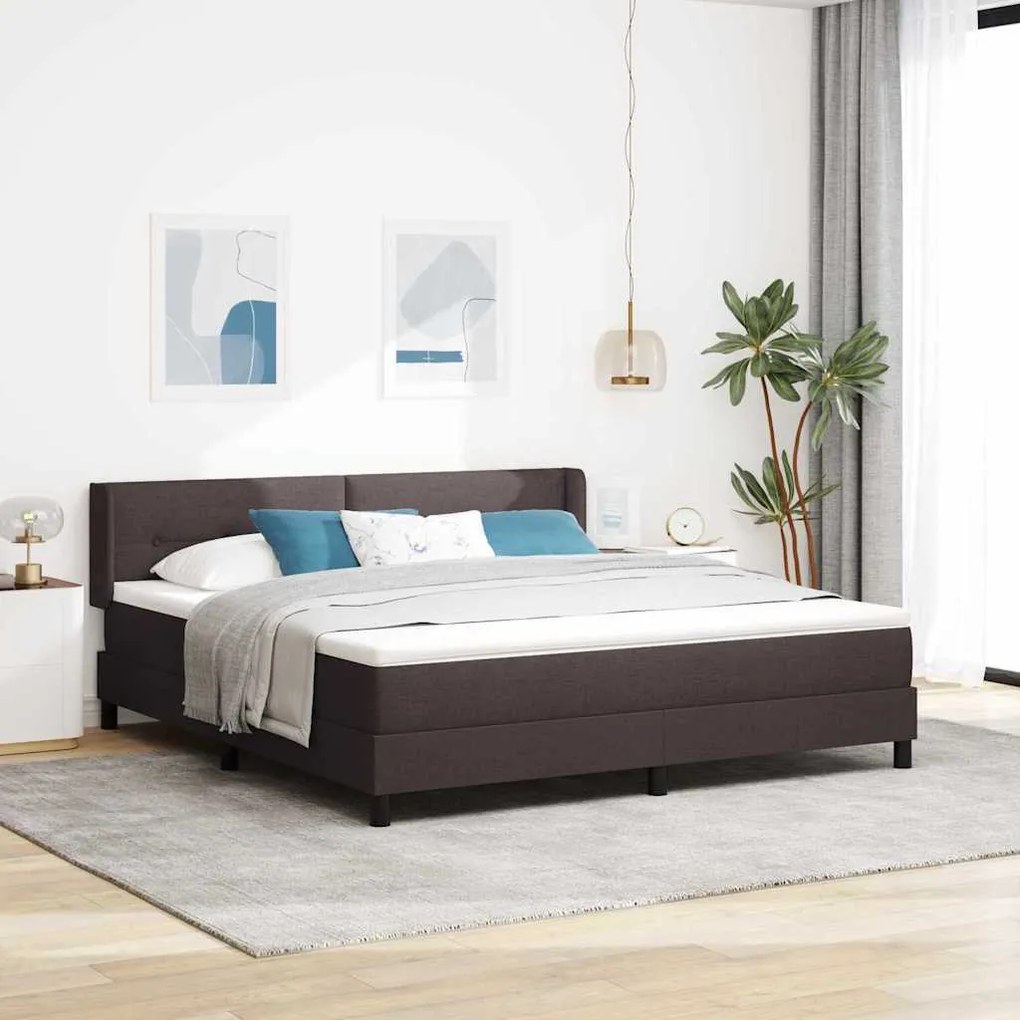 vidaXL Cama Box Marrom Escuro 180 x 200 cm Tecido de estofado