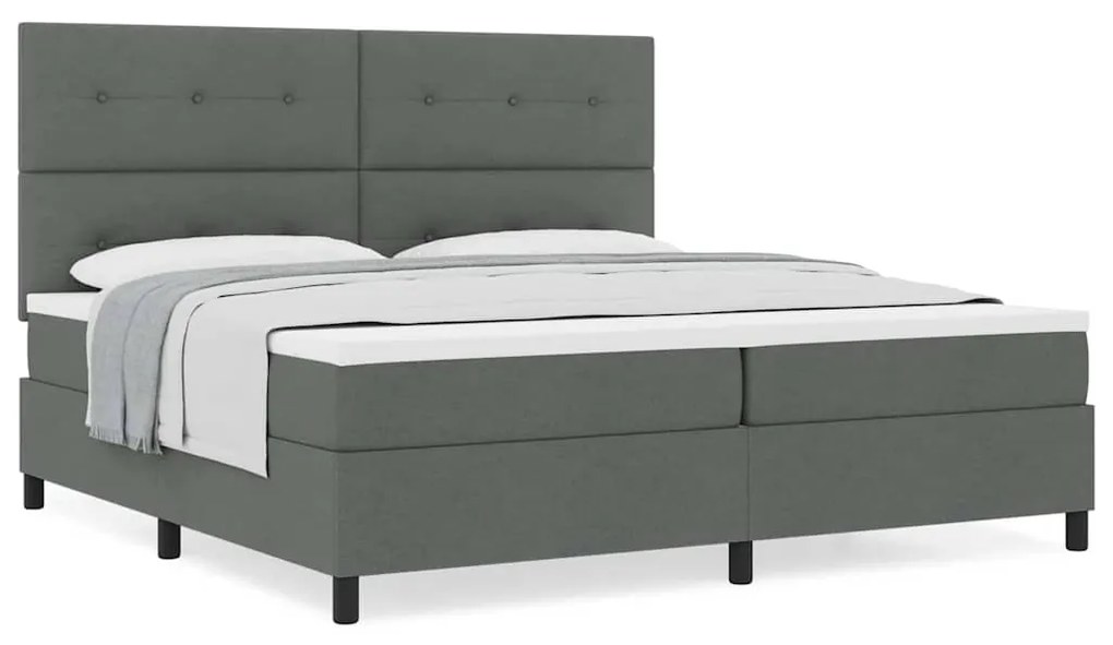 Cama Box da com Colchão Cinza Escuro 200x200 cm Tecido