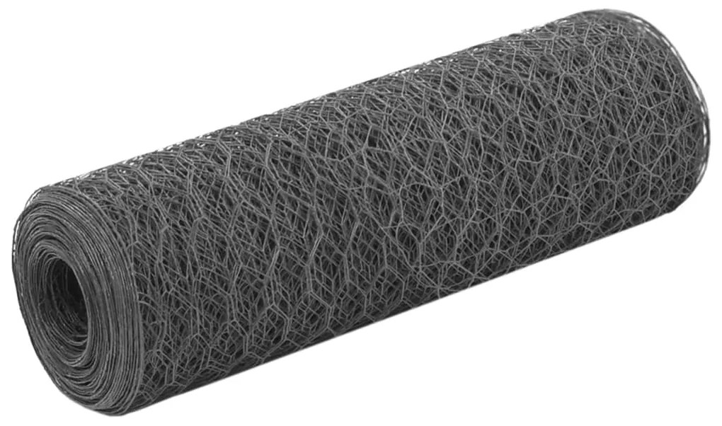 vidaXL Cerca arame galinheiro 25x0,5m aço c/ revestimento PVC cinzento