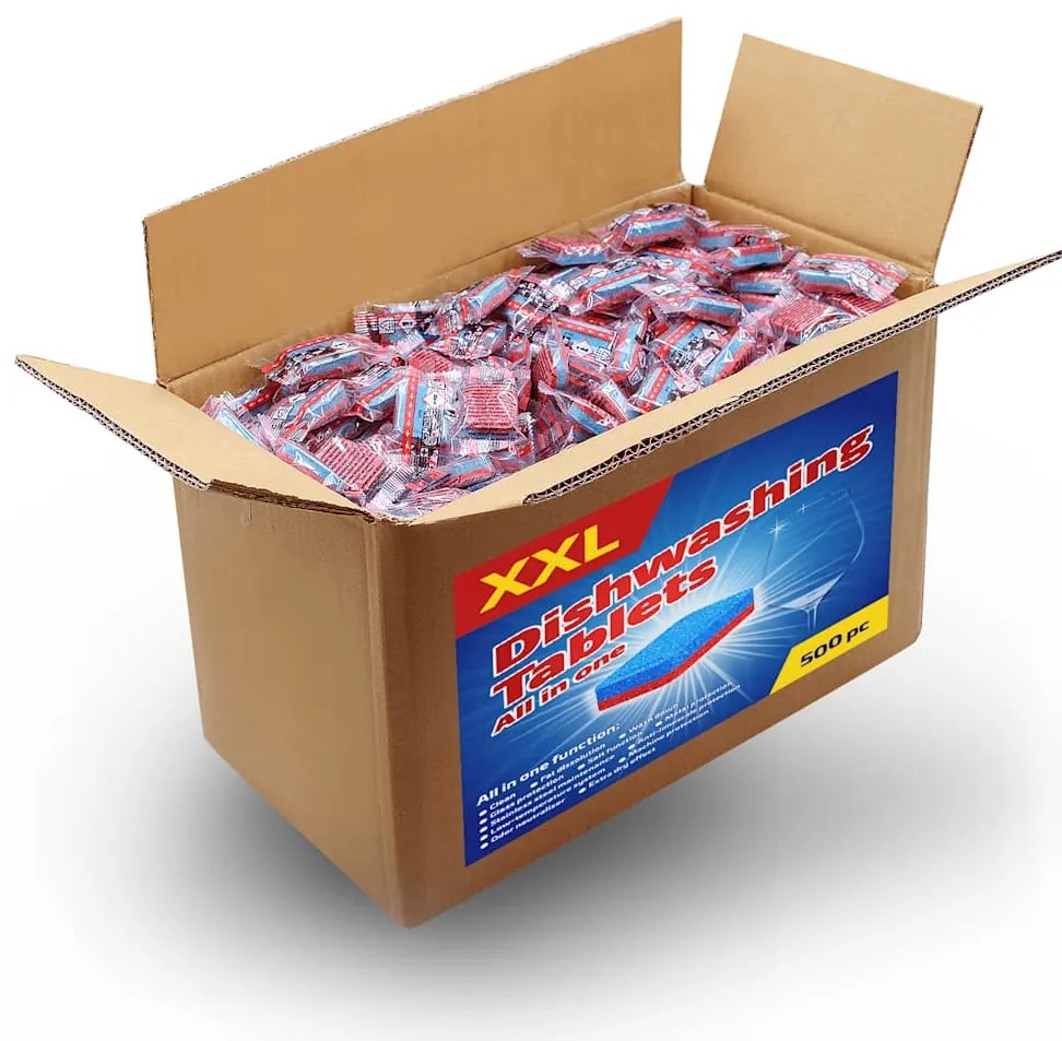 vidaXL Pastilhas para a máquina da loiça 12-em-1 500 pcs 9 kg