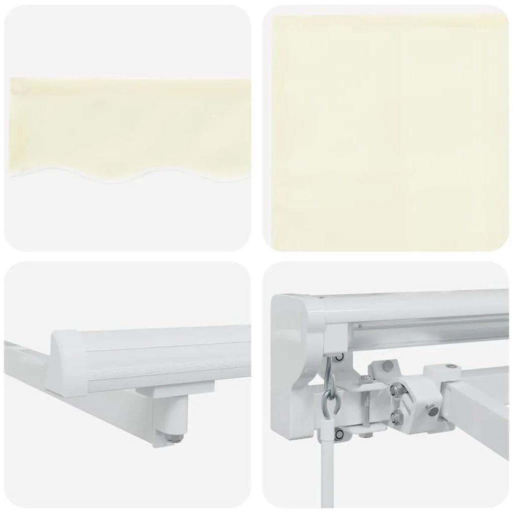 Toldo com Cortina Creme 350 x 200 x 120 cm Tecido, Metal