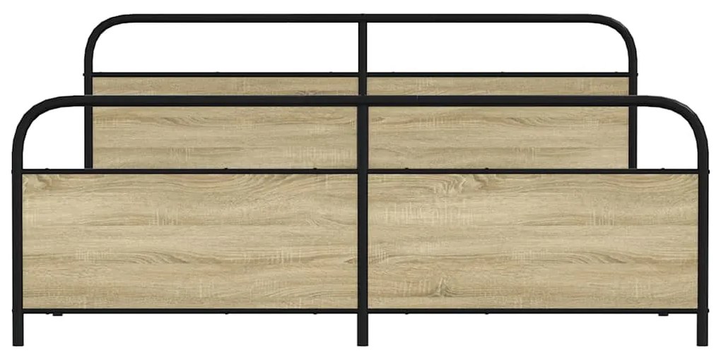 Estrutura de cama sem colchão 200x200cm metal carvalho sonoma