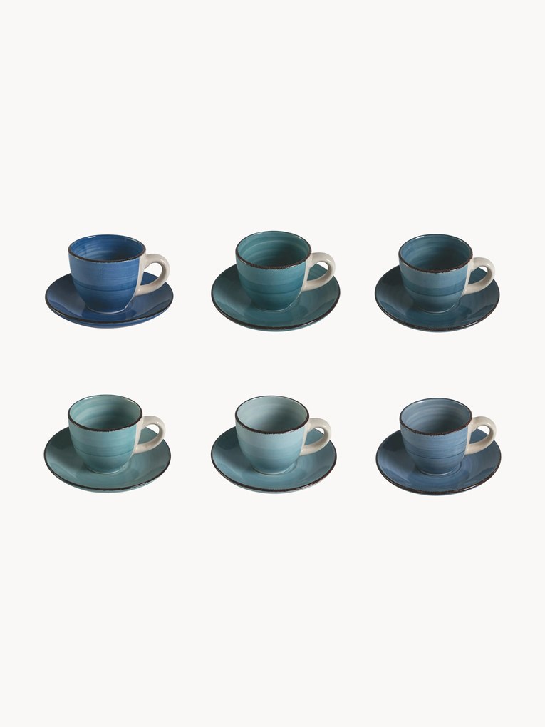 Chávenas de café com pires Baita Acqua, conjunto de 6