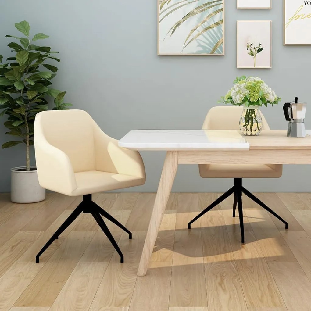vidaXL Cadeiras de jantar 2 pcs veludo cor creme