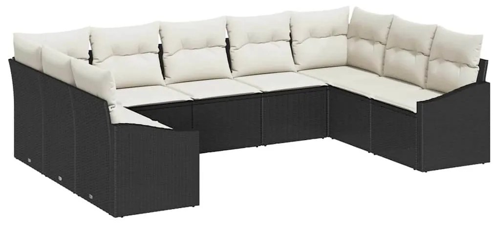 Conjunto de Jantar de Jardim com 9 Peças e Almofadas de Rattan Poli Pr