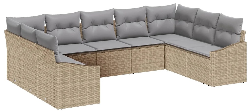 vidaXL Conjunto de Sofá de Jardim 9 pcs Bege e Cinza Claro vime PE
