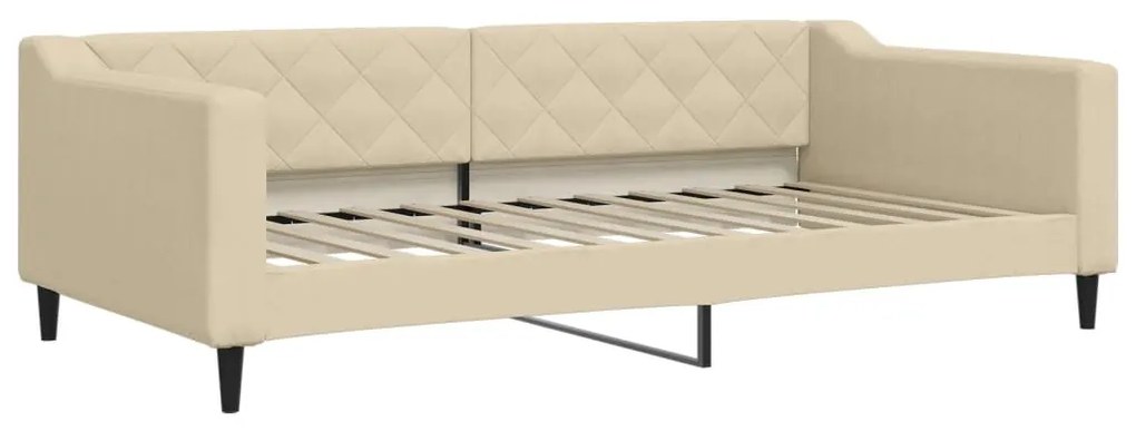 Sofá-cama com colchão 100x200 cm tecido cor creme