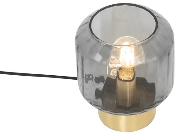 Candeeiro de mesa moderno dourado/latão com vidro fumê - Stiklo Moderno