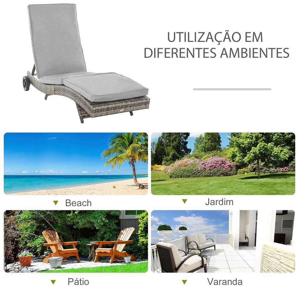 Espreguiçadeira de Vime Reclinável Espreguiçadeira de Jardim com Forma