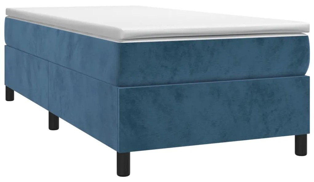 Estrutura de cama 90x190 cm veludo azul-escuro