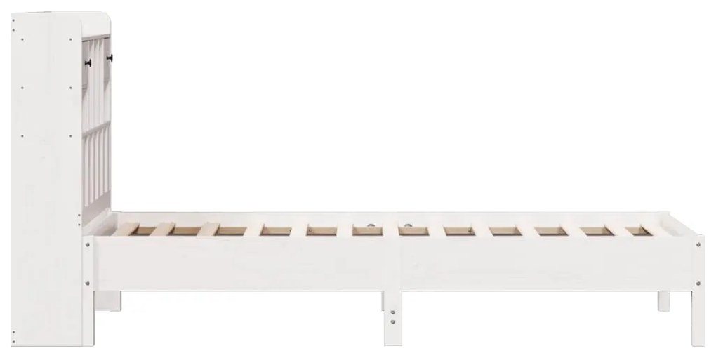 Cama com estante sem colchão 90x200 cm pinho maciço branco