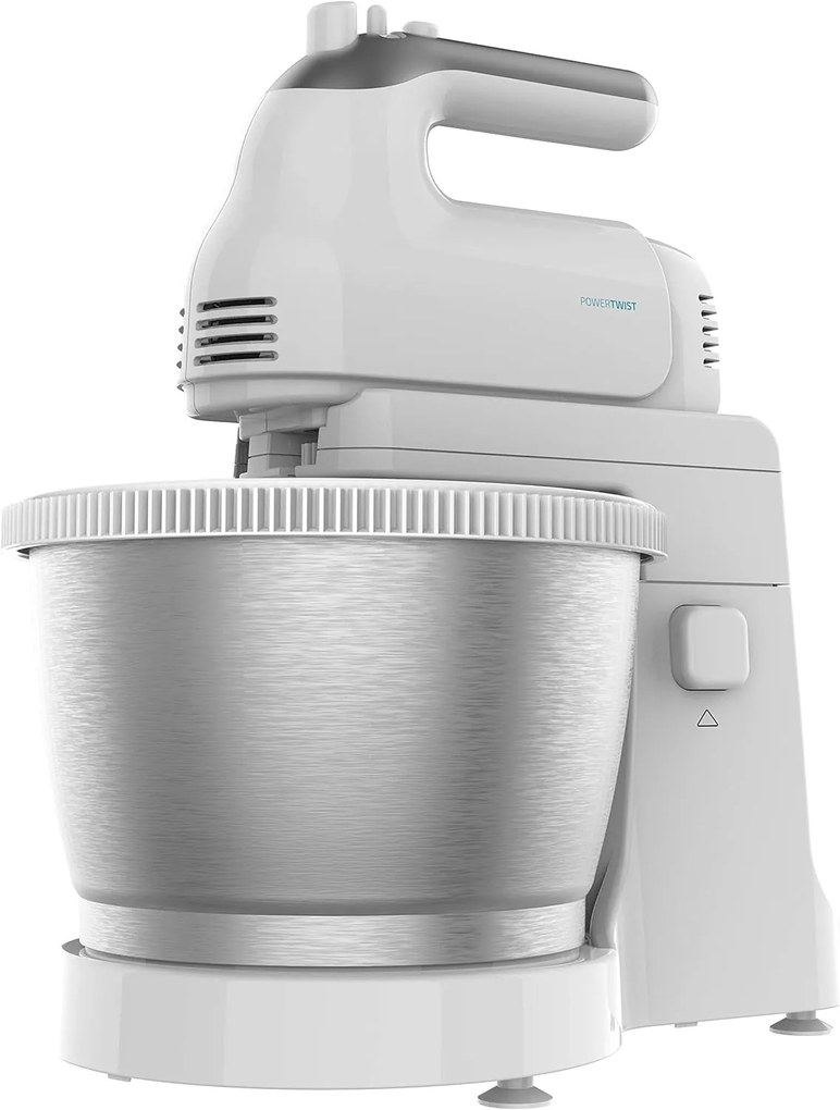 Batedeira de 500 W PowerTwist 500 Steel, Tigela de aço inoxidável autorrotativa de 3,5 L, 5 níveis de velocidade, Função Turbo, Design Ergonómico, 3 a