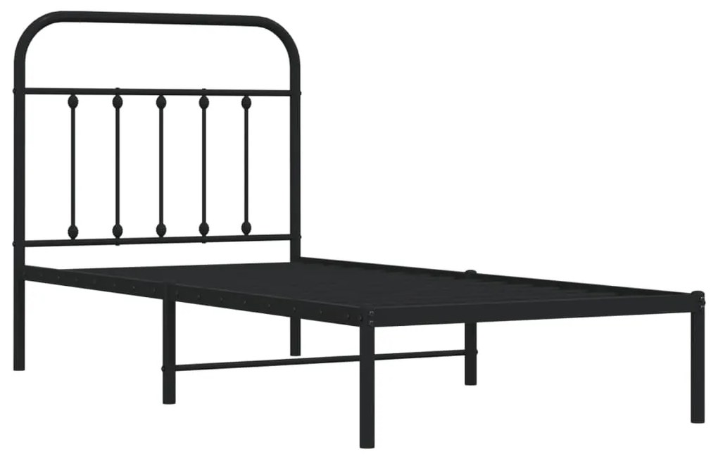 Estrutura de cama com cabeceira 90x200 cm metal preto