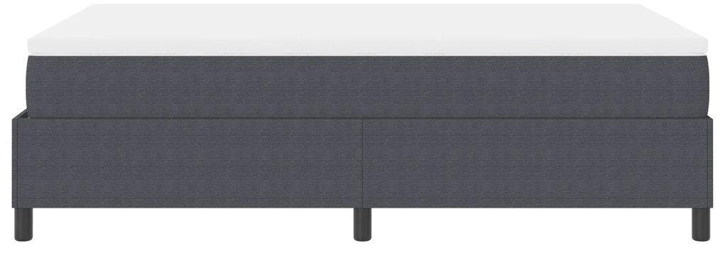 Cama Box com Colchão – Cinza Escuro, 120 x 200 cm, Tecido de Corduroy