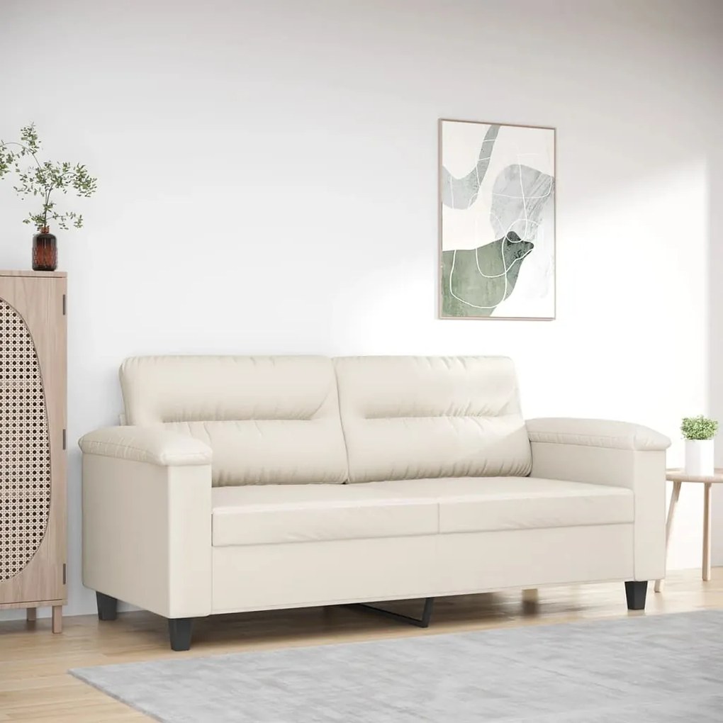 vidaXL Sofá de 2 lugares 140 cm couro artificial cor creme