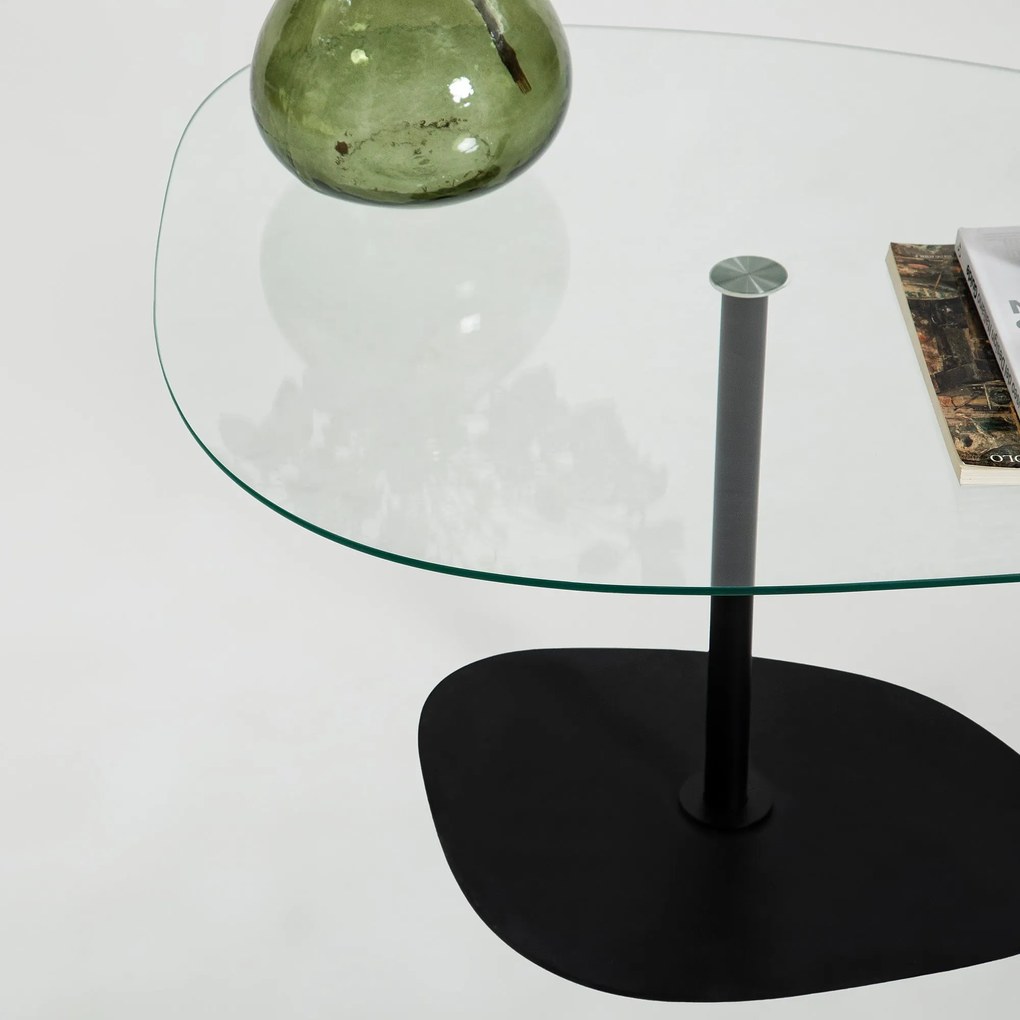 Mesa de Centro Soho – Transparente e Preto – 85x40x67 cm