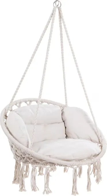 Cadeira suspensa 80x60x140cm redonda com almofadas creme