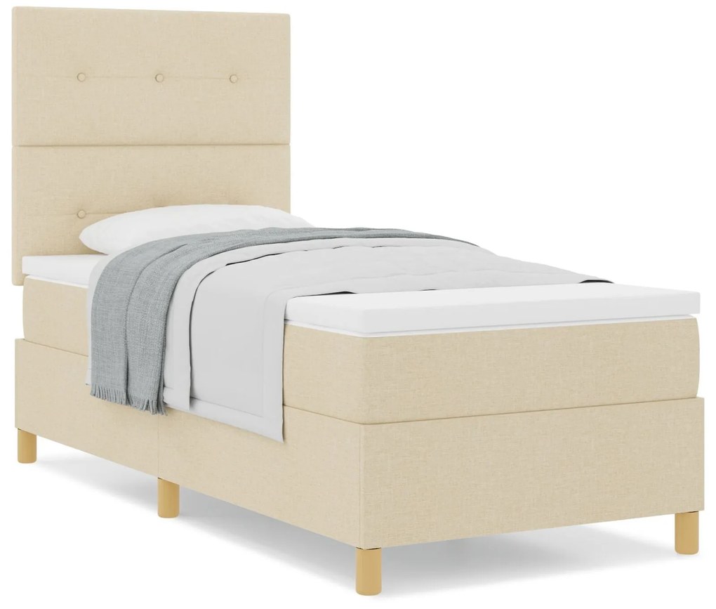 Cama Box Spring com Colchão Creme de Solteiro