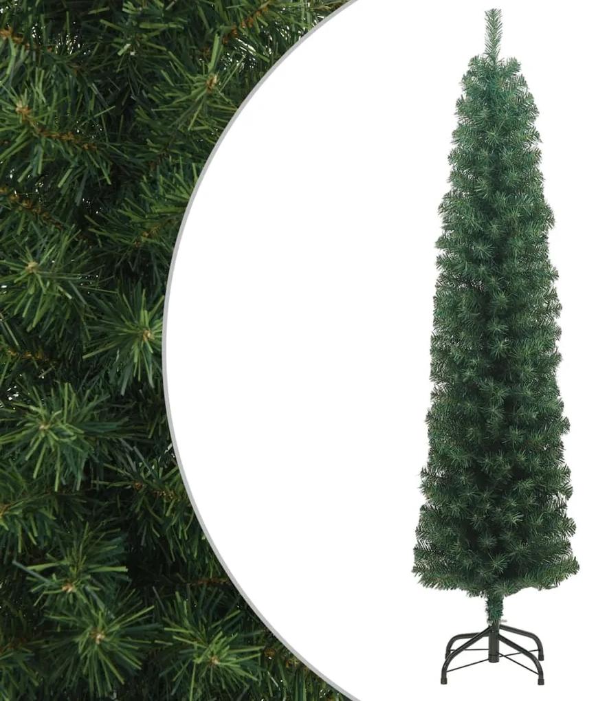 320952 vidaXL Árvore de Natal artificial fina com suporte 240 cm PVC verde
