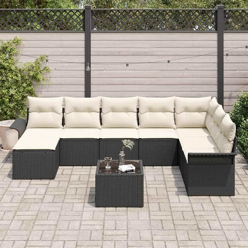 Conjunto de Sofá de Jardim de 8 Peças com Almofadas Rattan PE Marrom
